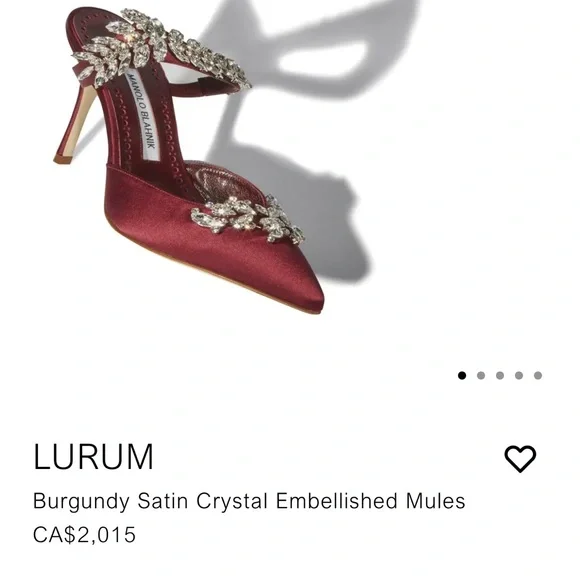 Manolo Blahnik Lurum Burgundy Velvet Crystal Embellished Mules size 40 - Picture 3 of 8